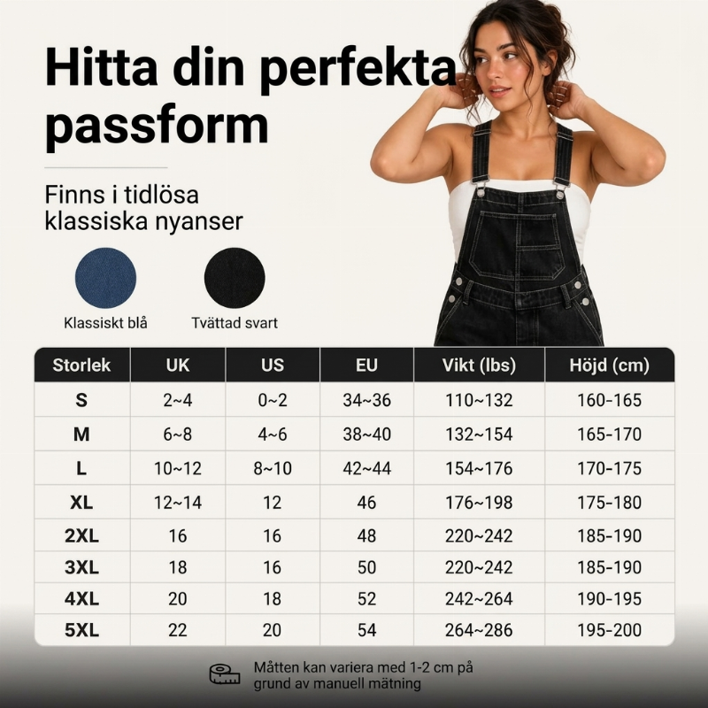 📢🎉50 % rabatt!!!🛍️✨Dammjeans med vida ben och hängslen, med fickor