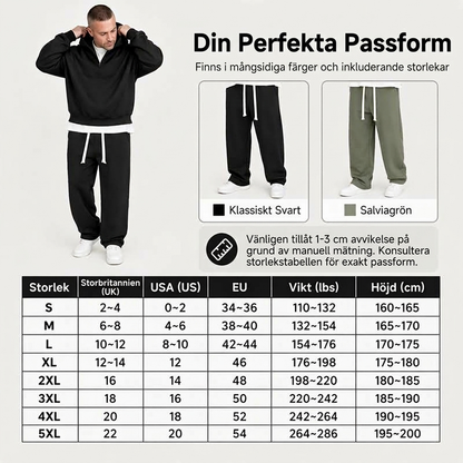 Lösning för män: Halv-zip huvtröja med bredbyxor i avslappnad stil