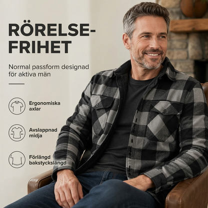 Varm skjorta i rutigt vinterskal för män – Slitstark, mjuk och tidlös med värmande fleecefoder 🧥❄️🔥