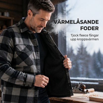 Varm skjorta i rutigt vinterskal för män – Slitstark, mjuk och tidlös med värmande fleecefoder 🧥❄️🔥