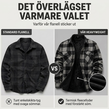 Varm skjorta i rutigt vinterskal för män – Slitstark, mjuk och tidlös med värmande fleecefoder 🧥❄️🔥