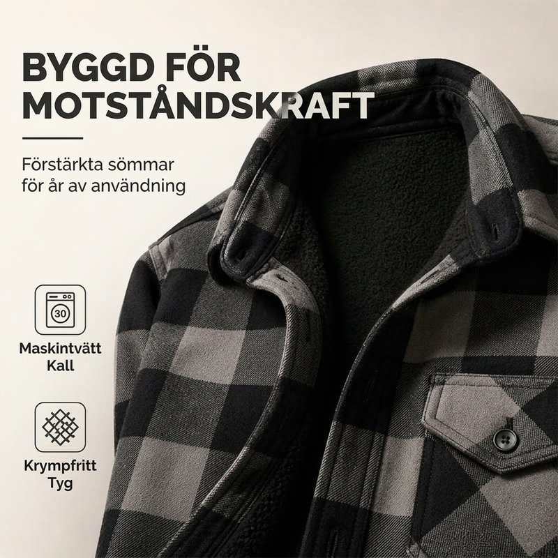 Varm skjorta i rutigt vinterskal för män – Slitstark, mjuk och tidlös med värmande fleecefoder 🧥❄️🔥