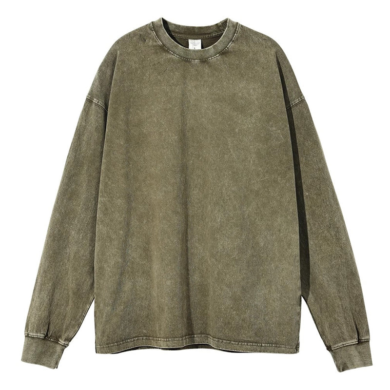 Vintagetvättad långärmad t-shirt