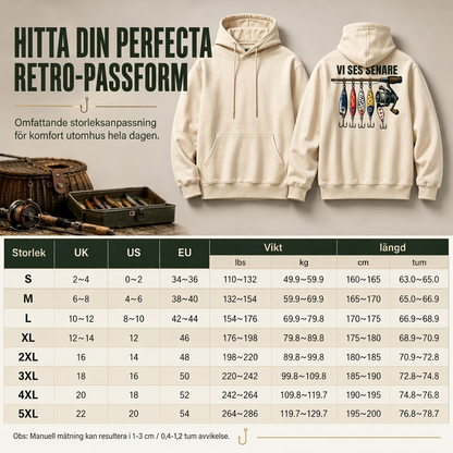 Herr retro fiske-grafisk luvtröja, avslappnad passform, mjuk fleece-sweatshirt i blandad bomull med kängficka