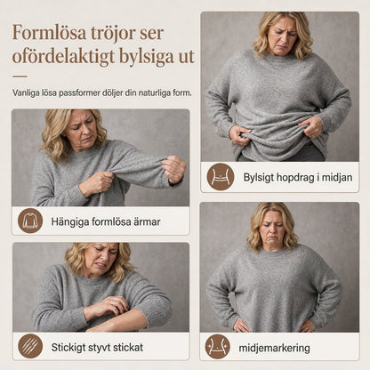 Casuel lös tröja i stickat med rund hals och långa ärmardam, med droppade axlar, fladdermusärmar och rynkdesign i sidorna