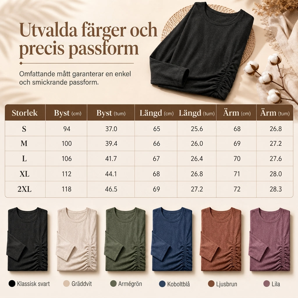 Casuel lös tröja i stickat med rund hals och långa ärmardam, med droppade axlar, fladdermusärmar och rynkdesign i sidorna