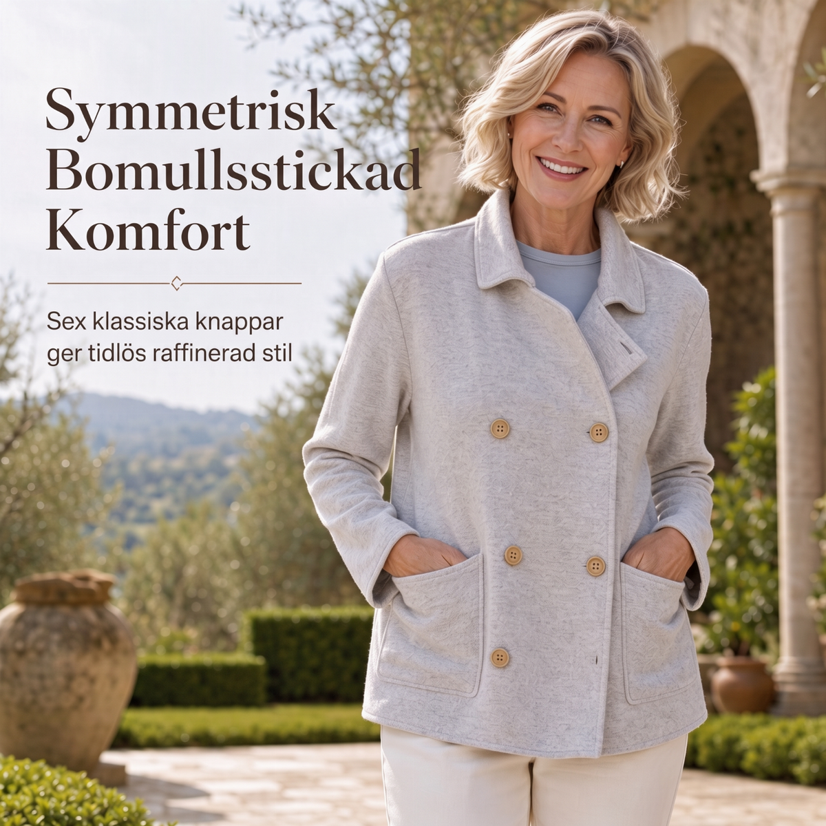 Klassiskt enfärgat ytterplagg
