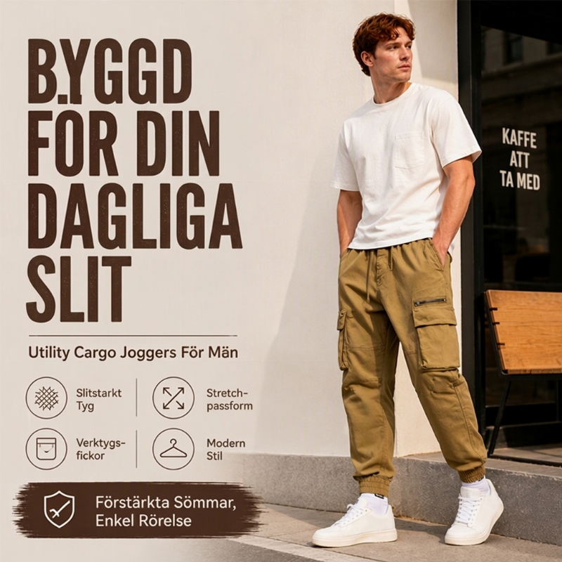 Flerfickiga joggingbyxor i cargostil för män