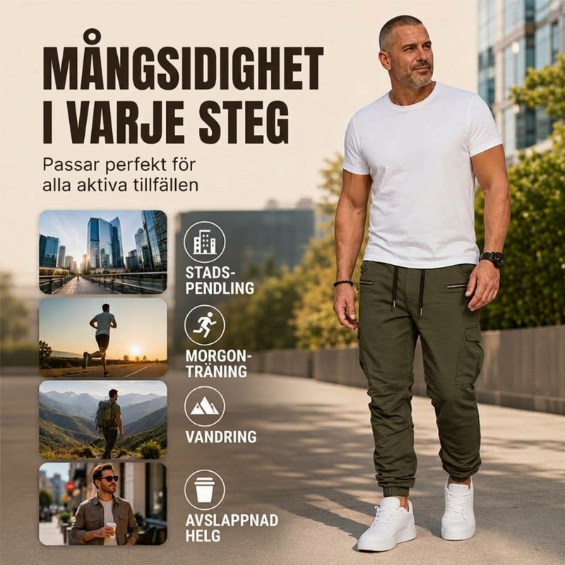 🔥 Urban Style ✨ Slim-fit cargobyxor för herrar – avslappnad passform, praktiska fickor och modern stil 👖