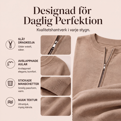 Stickad Jacka Dam med Dragkedja – Mjuk och Bekväm Vardagskofta