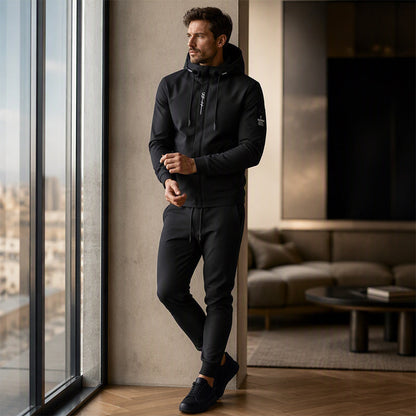 ☁️Bekväm rörelsefrihet, vardagsmässig stil👖 Sportigt streetwear-set för män – avsmalnande byxor och huva, avslappnat och bekvämt ✨