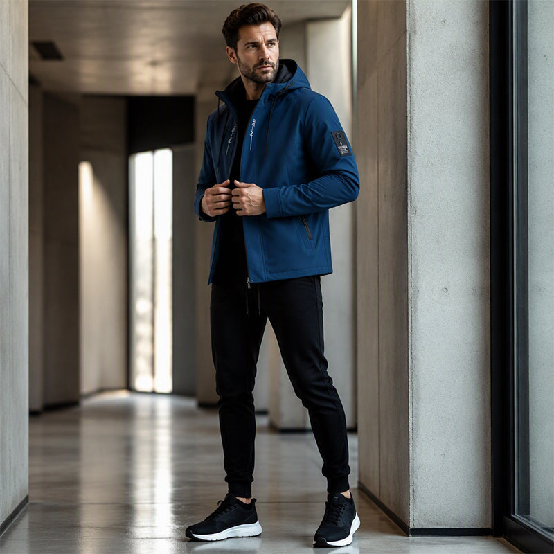 ☁️Bekväm rörelsefrihet, vardagsmässig stil👖 Sportigt streetwear-set för män – avsmalnande byxor och huva, avslappnat och bekvämt ✨