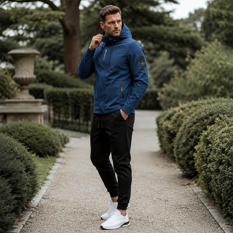 ☁️Bekväm rörelsefrihet, vardagsmässig stil👖 Sportigt streetwear-set för män – avsmalnande byxor och huva, avslappnat och bekvämt ✨