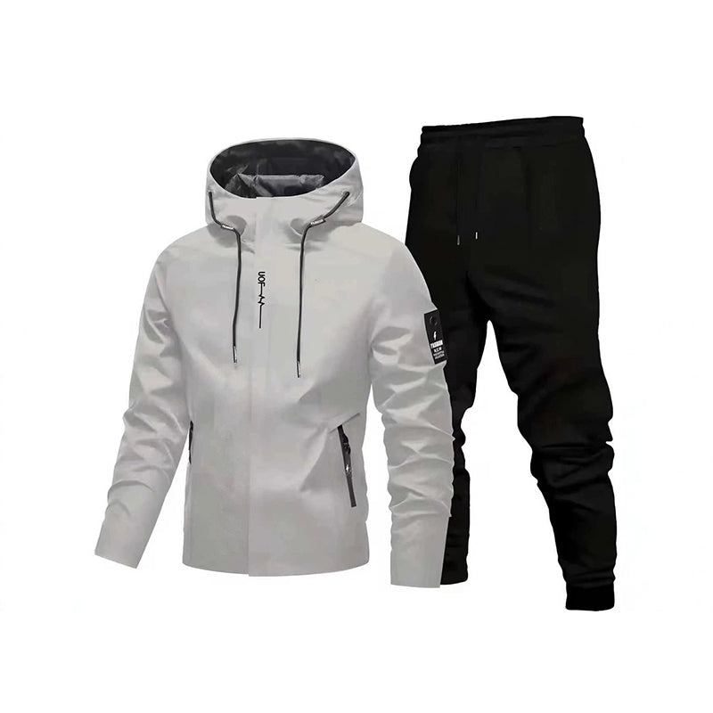 ☁️Bekväm rörelsefrihet, vardagsmässig stil👖 Sportigt streetwear-set för män – avsmalnande byxor och huva, avslappnat och bekvämt ✨