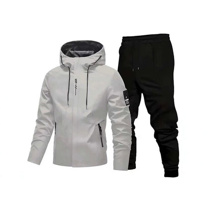 ☁️Bekväm rörelsefrihet, vardagsmässig stil👖 Sportigt streetwear-set för män – avsmalnande byxor och huva, avslappnat och bekvämt ✨