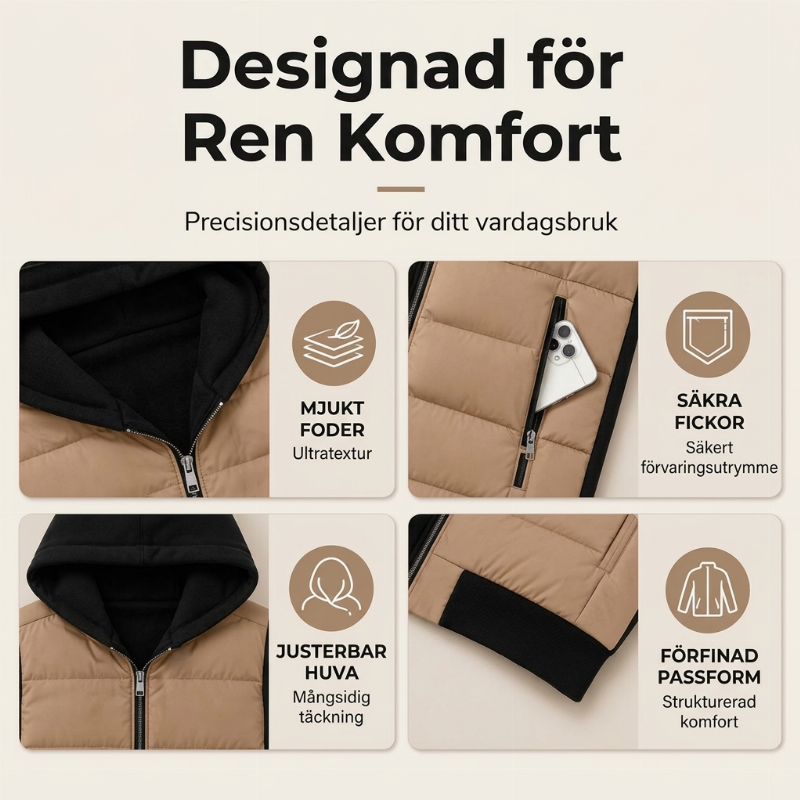 ✈️Fri frakt🧥Färgglad vadderad huvjacka för kvinnor – Modern, varm och bekväm med mjukt foder 🧥❄️✨