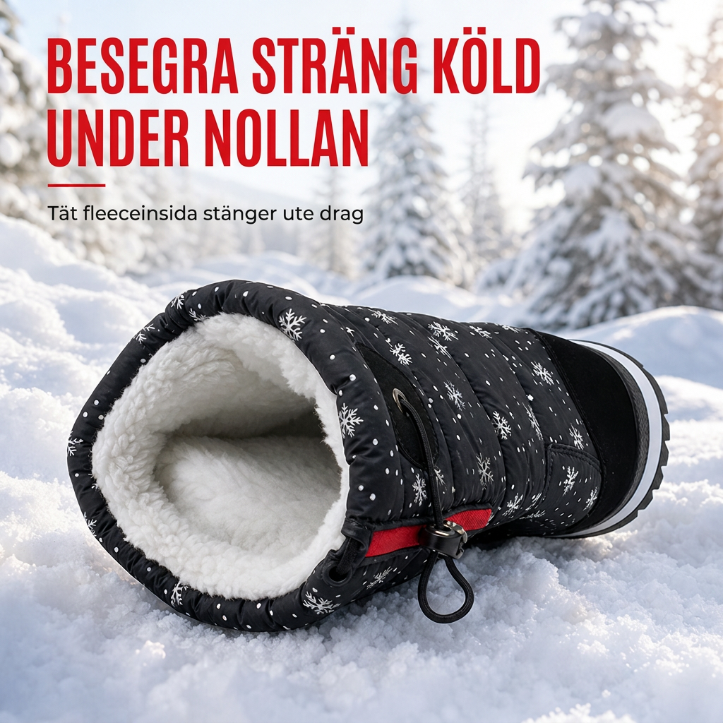 Vinterkängor för kvinnor, höga snökängor, vattentäta, halkfria, utomhus långa kängor med tjock foder av plysch och tjock sula