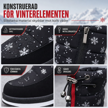 Vinterkängor för kvinnor, höga snökängor, vattentäta, halkfria, utomhus långa kängor med tjock foder av plysch och tjock sula