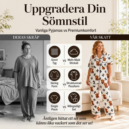 🐮 Dam pyjamas set i 3 delar med höglandsko tryck – mjuk, bekväm, söt design, perfekt för hemmakvällar, nu till halva priset! ✨