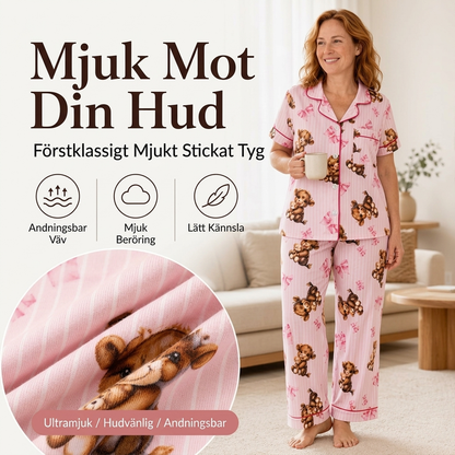 🐮 Dam pyjamas set i 3 delar med höglandsko tryck – mjuk, bekväm, söt design, perfekt för hemmakvällar, nu till halva priset! ✨