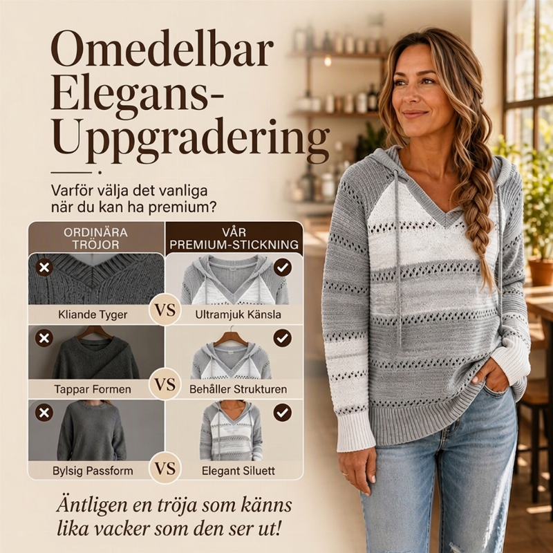 Färgglad, öppen stickad huvtröja för kvinnor