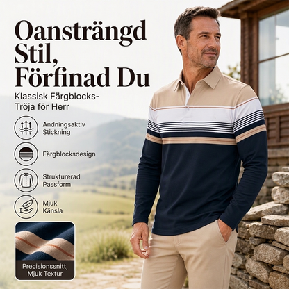 🔥 50 % rabatt! 🛍️✨Klassisk randig herrtröja med kontrastfärger