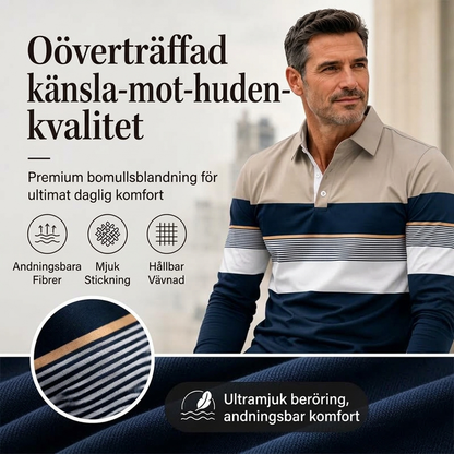🔥 50 % rabatt! 🛍️✨Klassisk randig herrtröja med kontrastfärger