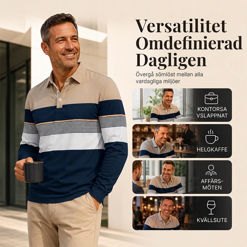 🔥 50 % rabatt! 🛍️✨Klassisk randig herrtröja med kontrastfärger