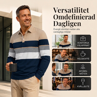 🔥 50 % rabatt! 🛍️✨Klassisk randig herrtröja med kontrastfärger