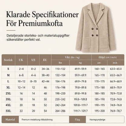 🍂 Vintererbjudande ✨ Ribbad stickad damkofta med dubbel rad knappar – Lång kofta med fickor och reverskrage