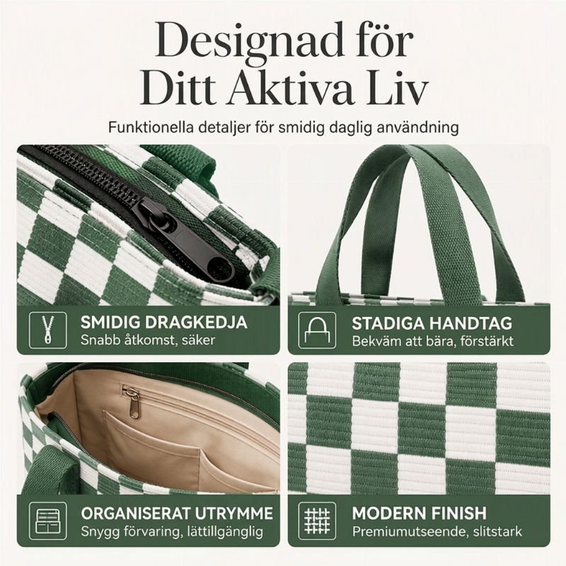 Casual stor kapacitet rutig väska