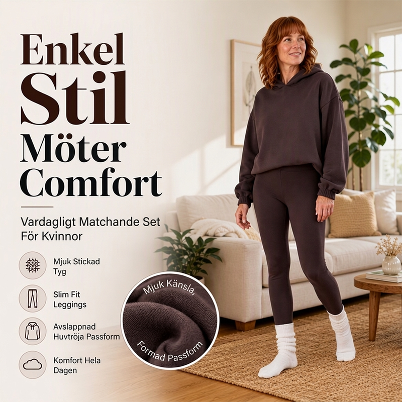 💰 Halva priset! Casuellt och skönt set med huvtröja och leggings för kvinnor