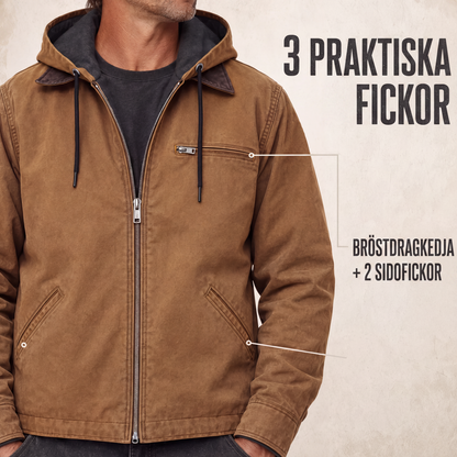 🧥 Arbetsjacka med luvka och plyschfoder för män