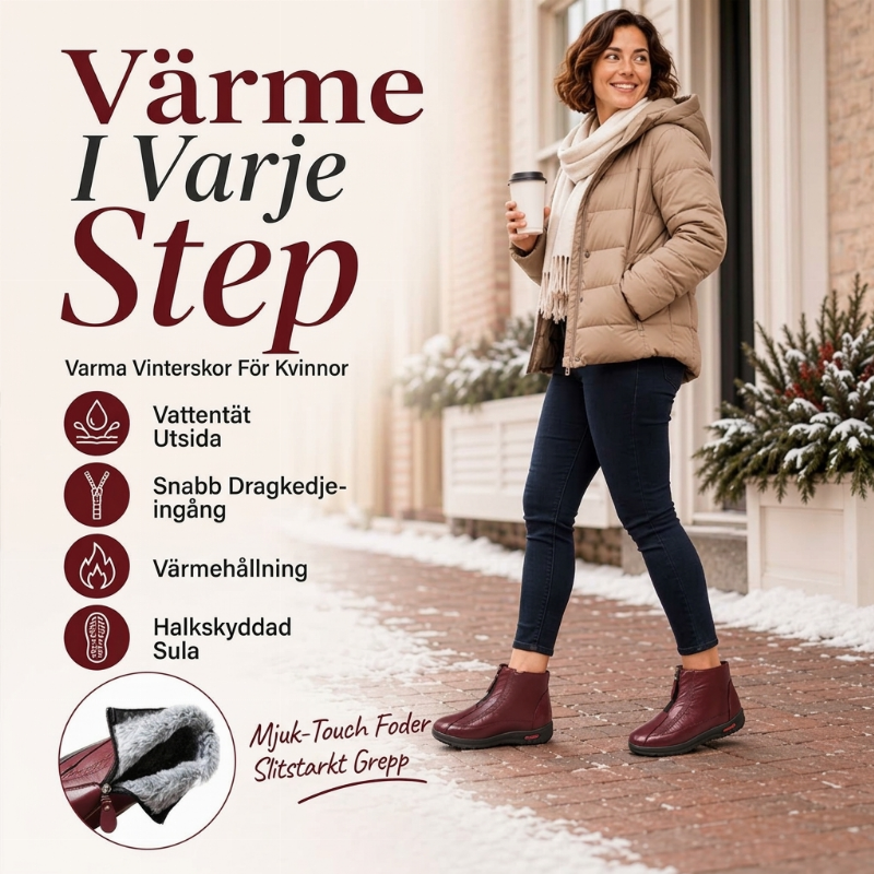 🥶❄️Varma vinterkängor med halkskydd för kvinnor