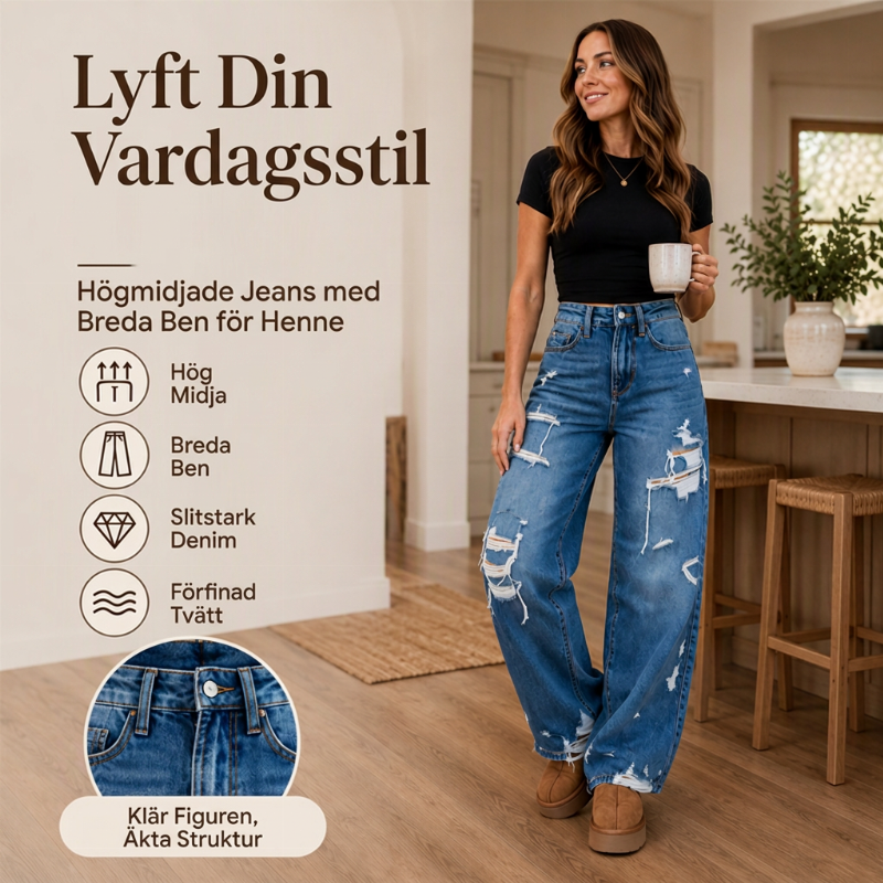 💰 Halva priset! 👖 Damernas eleganta nedslitna jeans med vida ben – bekväma, mjuka, mångsidiga, perfekta för vardag och fest. ✨