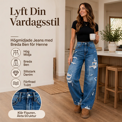 💰 Halva priset! 👖 Damernas eleganta nedslitna jeans med vida ben – bekväma, mjuka, mångsidiga, perfekta för vardag och fest. ✨