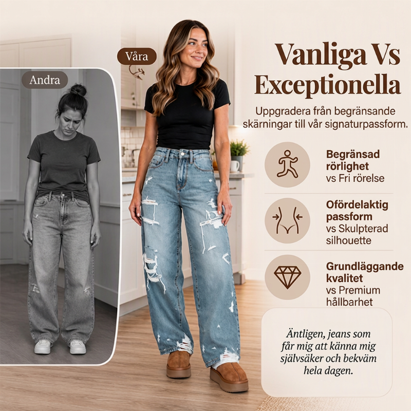 💰 Halva priset! 👖 Damernas eleganta nedslitna jeans med vida ben – bekväma, mjuka, mångsidiga, perfekta för vardag och fest. ✨