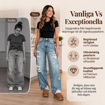 💰 Halva priset! 👖 Damernas eleganta nedslitna jeans med vida ben – bekväma, mjuka, mångsidiga, perfekta för vardag och fest. ✨