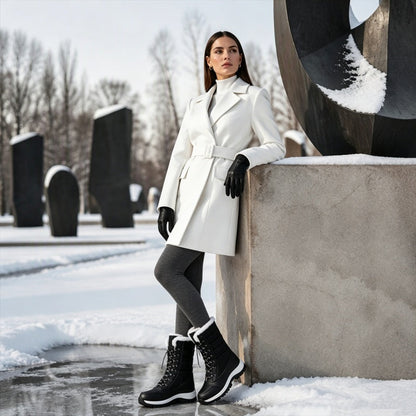 Vattentäta snökängor för dam med plyschfoder och skaft i mellanhöjd👢❄️