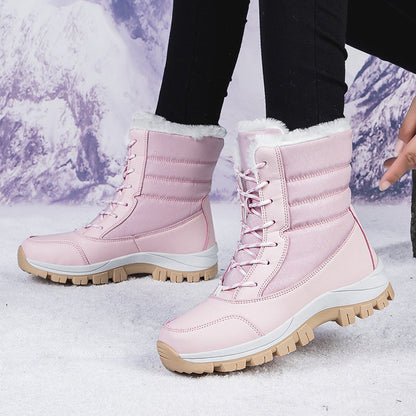 Vattentäta snökängor för dam med plyschfoder och skaft i mellanhöjd👢❄️