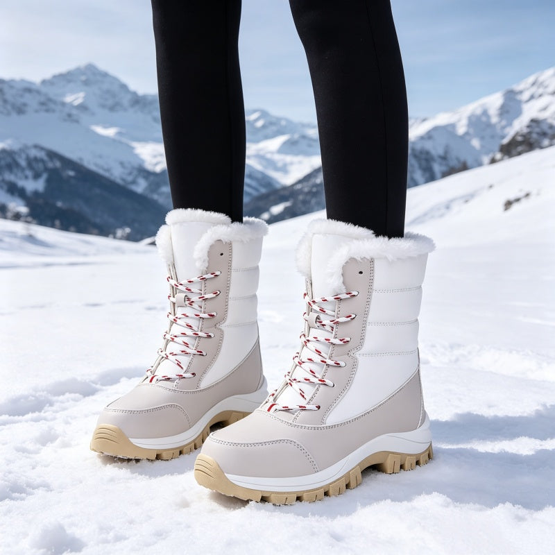 Vattentäta snökängor för dam med plyschfoder och skaft i mellanhöjd👢❄️