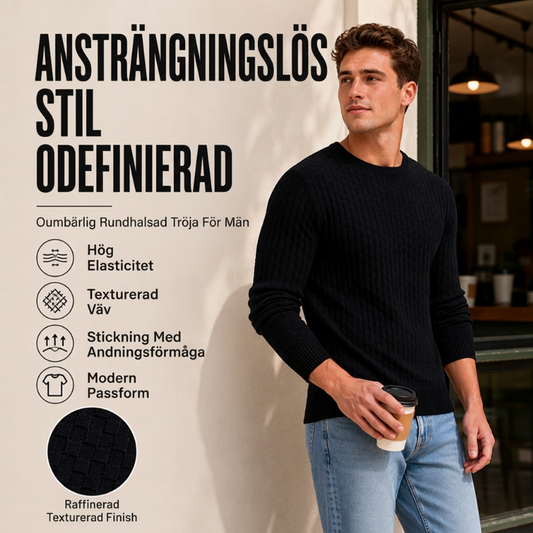 Casual tröja med rund hals i stickat för män