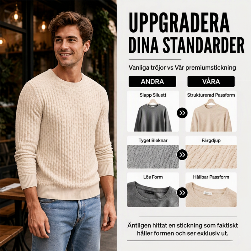 Casual tröja med rund hals i stickat för män