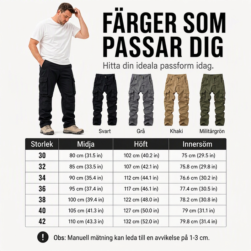 Herrars outdoor-byxor med flera fickor