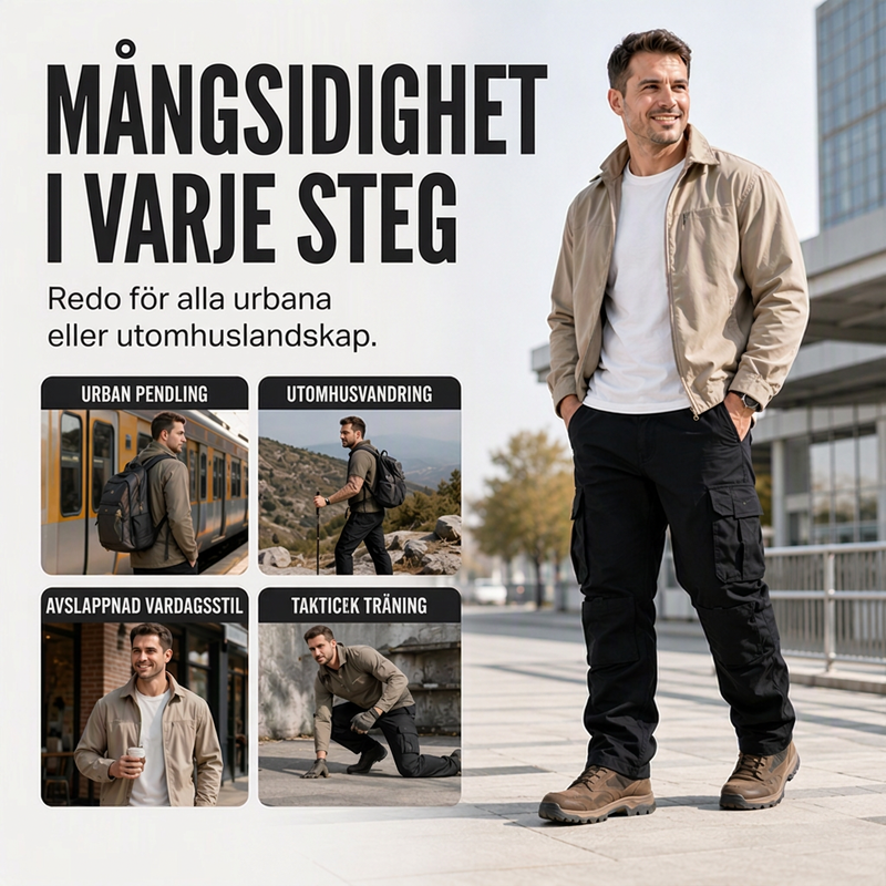 Herrars outdoor-byxor med flera fickor