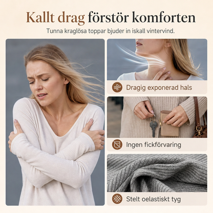 ✨ Ny kollektion 🤍 Löst sittande T-shirt för damer med hög krage och långa ärmar – bekväm passform och elegant lager-på-lager-look