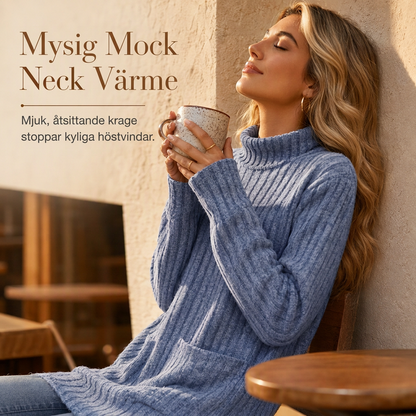 ✨ Ny kollektion 🤍 Löst sittande T-shirt för damer med hög krage och långa ärmar – bekväm passform och elegant lager-på-lager-look
