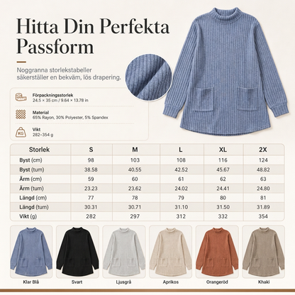 ✨ Ny kollektion 🤍 Löst sittande T-shirt för damer med hög krage och långa ärmar – bekväm passform och elegant lager-på-lager-look