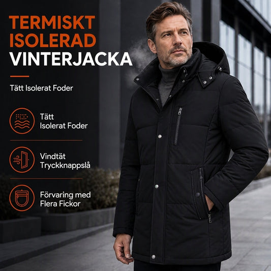 🧥 Mittlångt vinterjacka för män – vadderad, tjockare, avslappnad stil för affärer och vardag, avsedd för medelålders herrar