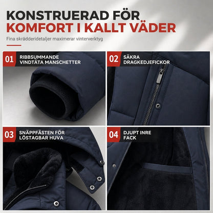 🧥 Mittlångt vinterjacka för män – vadderad, tjockare, avslappnad stil för affärer och vardag, avsedd för medelålders herrar